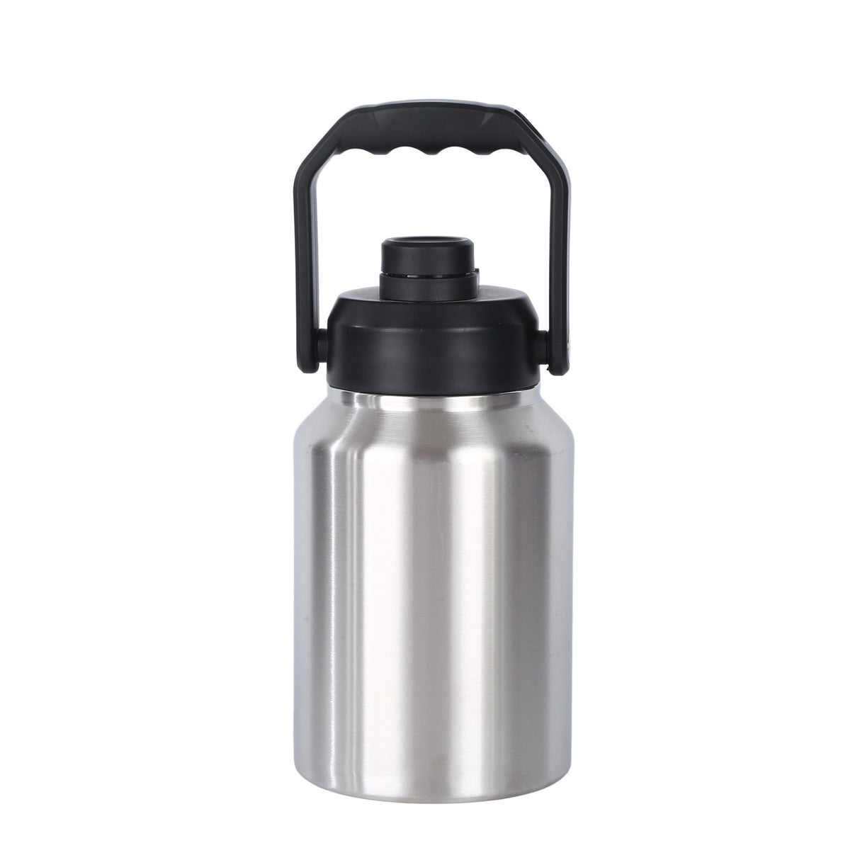 Botella de agua deportiva de acero inoxidable con doble pared, de medio galón, con aislamiento, de 64 oz y 128 oz, con asa
