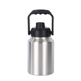 Botella de agua deportiva de acero inoxidable con doble pared, de medio galón, con aislamiento, de 64 oz y 128 oz, con asa