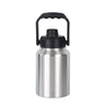 Botella de agua deportiva de acero inoxidable con doble pared, de medio galón, con aislamiento, de 64 oz y 128 oz, con asa