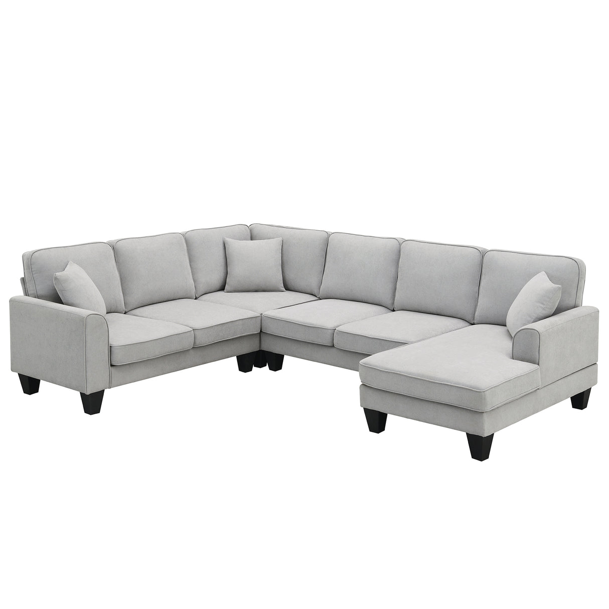 [VIDEO provided] [New] 108*85.5" Modern U Shape Sectional Sofa 7 Seat Fabric Sectional Sofa Set - V.I.P Digital Presence