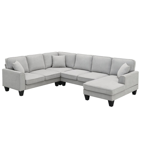 [VIDEO provided] [New] 108*85.5" Modern U Shape Sectional Sofa 7 Seat Fabric Sectional Sofa Set - V.I.P Digital Presence