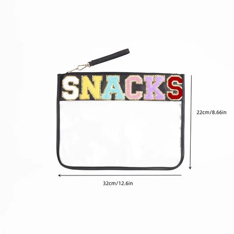 Snack sac de rangement transparent PVC zip pochette broderie lettre Hand Makeup Pack portable pu sac de toilette étanche - V.I.P Digital Presence