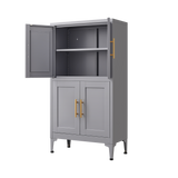 Grey metal kitchen storage cabinet, kitchen pantry storage cabinet with door and shelf, adjustable leveling feet - V.I.P Digital Presence