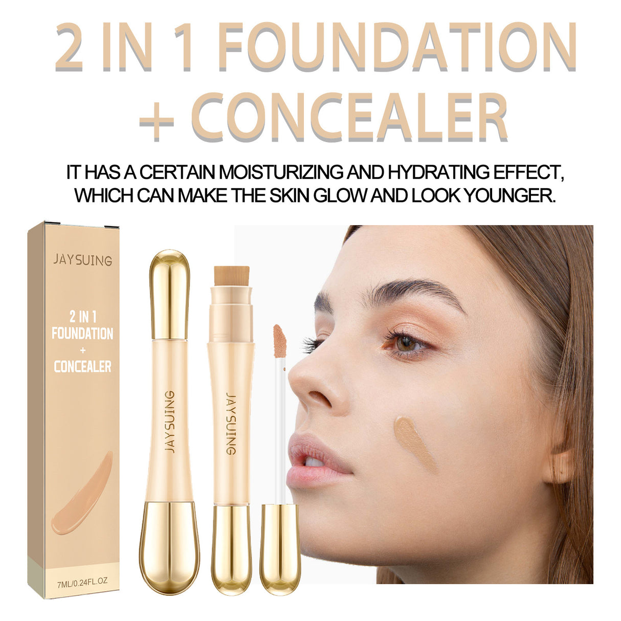 2 In 1 Foundation + Concealer, Blemish Print Natural Concealer Long-Lasting Makeup Invisible Pore Concealer - V.I.P Digital Presence
