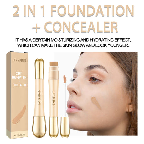 2 In 1 Foundation + Concealer, Blemish Print Natural Concealer Long-Lasting Makeup Invisible Pore Concealer - V.I.P Digital Presence