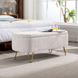 Ivory White Storage Ottoman Bench for End of Bed Gold Legs - V.I.P Digital Presence