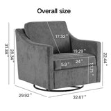 Large swivel chair, soft cushion armchair, modern chair, skin friendly gradient linen fabric, comfortable sitting gray