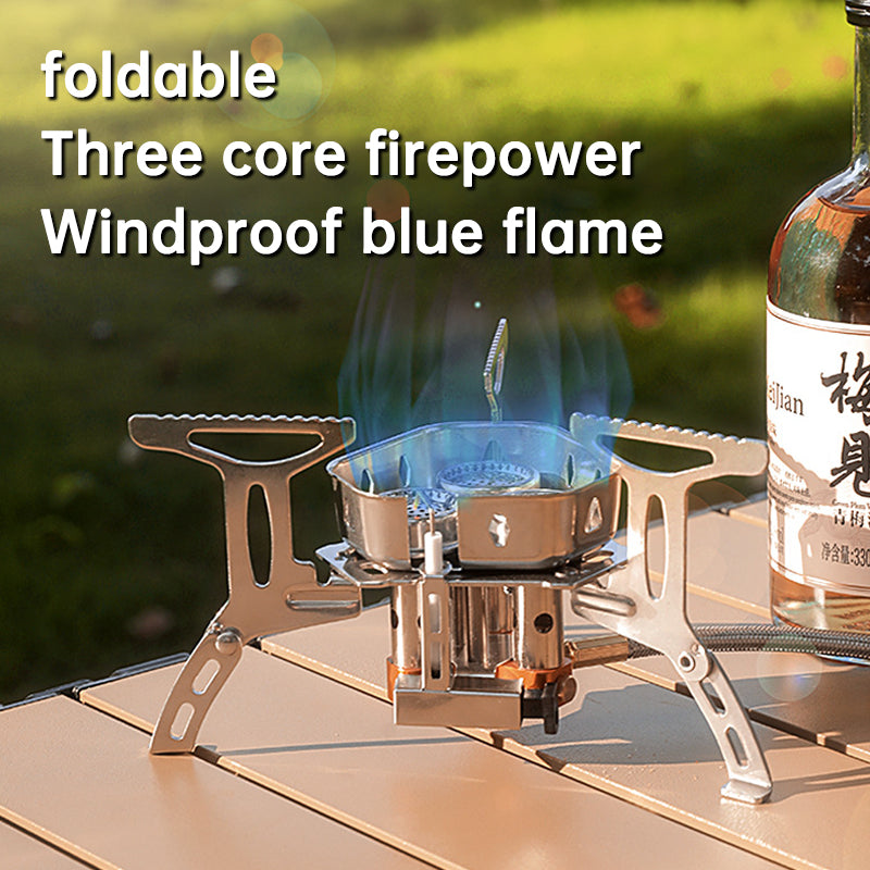 Estufa de gas portátil de diseño para acampar, aspecto delicado, ideal para senderismo al aire libre. 