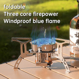 Estufa de gas portátil de diseño para acampar, aspecto delicado, ideal para senderismo al aire libre. 