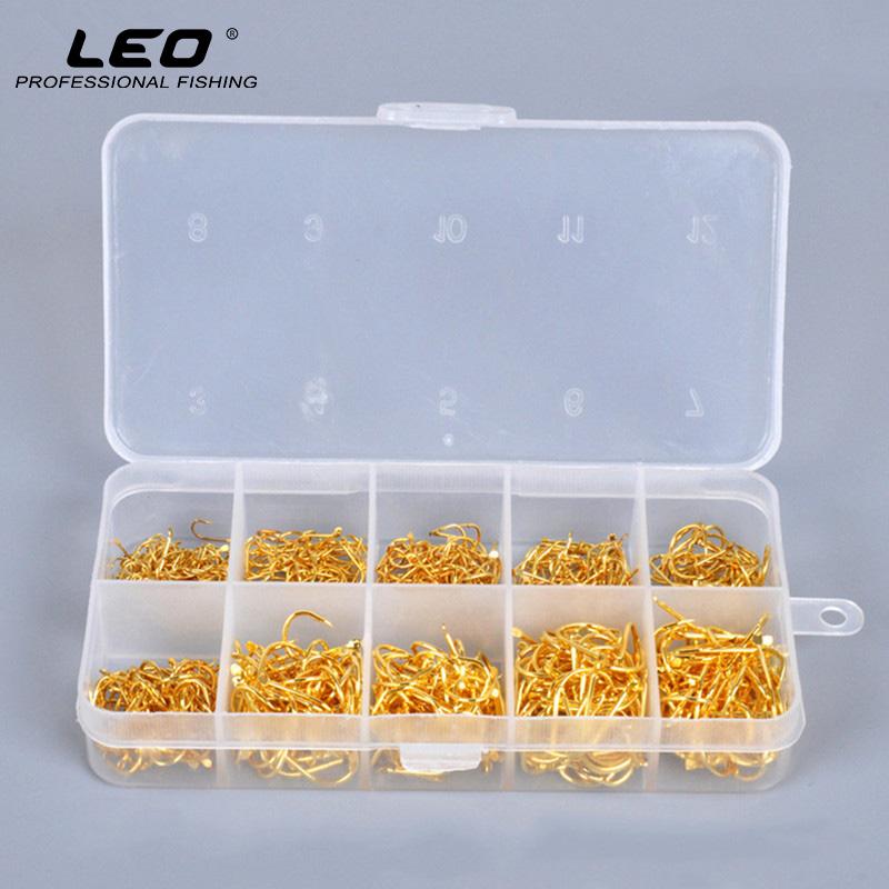 LEO 500pcs/box Multiple Sizes Golden Fishing Hooks Anti-corrosion Flat Head Barbed - V.I.P Digital Presence