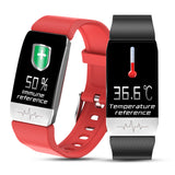 Reloj inteligente T1 con control de temperatura, inmunidad, ECG, frecuencia cardíaca, monitor de presión arterial, pronóstico del tiempo y recordatorio de bebidas. 