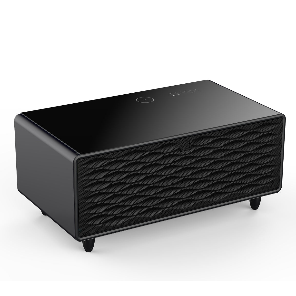 Modern Smart Coffee Table with Built-in Fridge, Bluetooth Speaker, Wireless Charging, Touch Control Panel, USB Interface Black - V.I.P Digital Presence