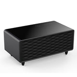 Modern Smart Coffee Table with Built-in Fridge, Bluetooth Speaker, Wireless Charging, Touch Control Panel, USB Interface Black - V.I.P Digital Presence