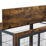 Furniture Dog Cage Crate with Double Doors, Rustic Brown, 38.58'' W x 25.2'' D x 27.17'' H - V.I.P Digital Presence