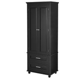 Tall Storage Cabinet with Two Drawers for Bathroom/Office, Black - V.I.P Digital Presence