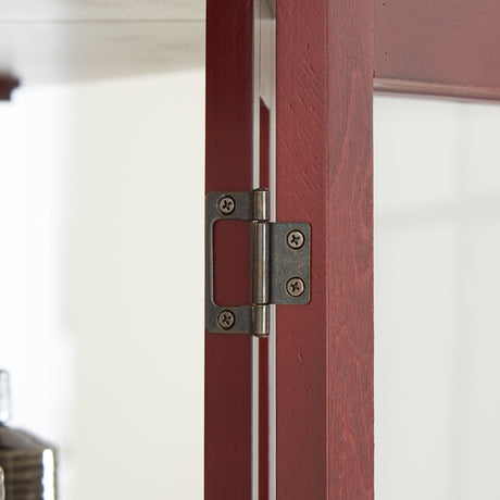 Corner Curio cabinet with lights, adjustable tempered glass frame, display cabinet, cherry color (excluding E26 light bulbs) - V.I.P Digital Presence