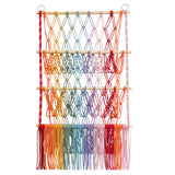 Simple decoration of shelves for children's rooms book ornaments wooden sticks 3-layer plush Bohemian toy storage net bag - V.I.P Digital Presence