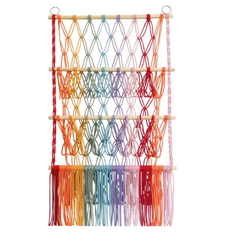 Simple decoration of shelves for children's rooms book ornaments wooden sticks 3-layer plush Bohemian toy storage net bag - V.I.P Digital Presence
