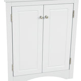 White Triangle Bathroom Storage Cabinet with Adjustable Shelves, Freestanding Floor Cabinet for Home Kitchen - V.I.P Digital Presence