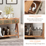 Medieval modern console table with entrance storage space, multifunctional entrance table with 3 drawers, open storage rack - V.I.P Digital Presence