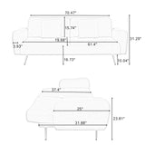 70.47" Pink Fabric Double Sofa with Split Backrest and Two Throw Pillows
