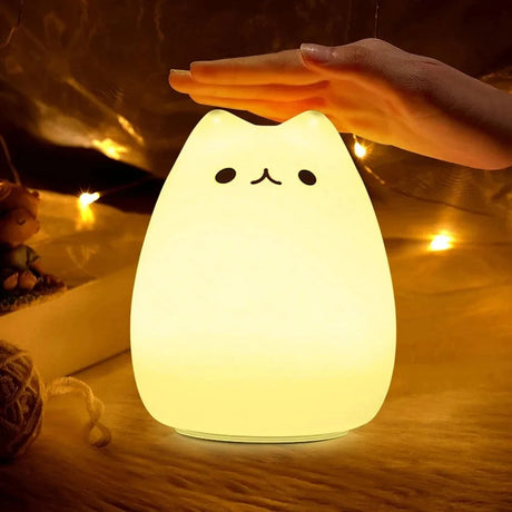 Touch Night Light Colorful Cat Silicone Animal Light Led Cartoon Lamp Bedroom Decoration Lights Bedside Lighting - V.I.P Digital Presence