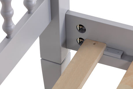 Twin Bed with Column-Decoration Headboard, with Bed Slats,Grey - V.I.P Digital Presence