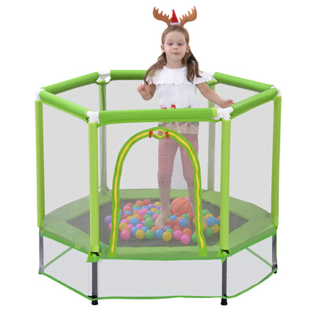 55'' Toddlers Trampoline with Safety Enclosure Net and Balls, Indoor Outdoor Mini Trampoline for Kids - V.I.P Digital Presence