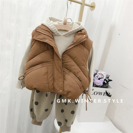 Children's standing collar cotton jacket vest winter loose vest for boys and girls camisole medium and small children's sweater - V.I.P Digital Presence