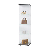 4 glass display cabinets with door shelves, floor standing antique bookshelf, 64.7 "* 16.7" * 14.3 ", black - V.I.P Digital Presence