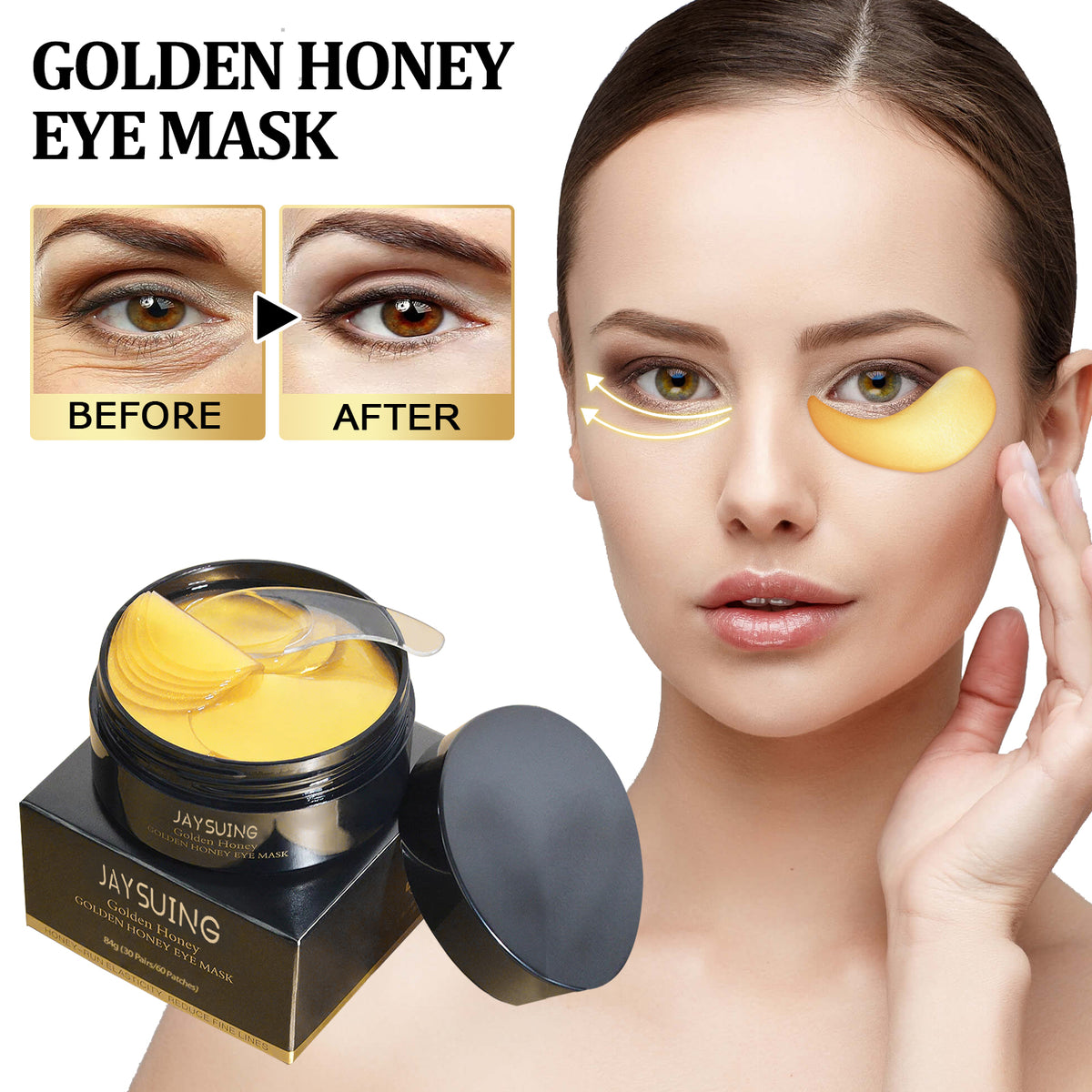 Gold Snail Collagen Eye Mask, Reduces Fine Lines And Puffiness, Hydrates Tightens And Anti-wrinkle Eye Mask