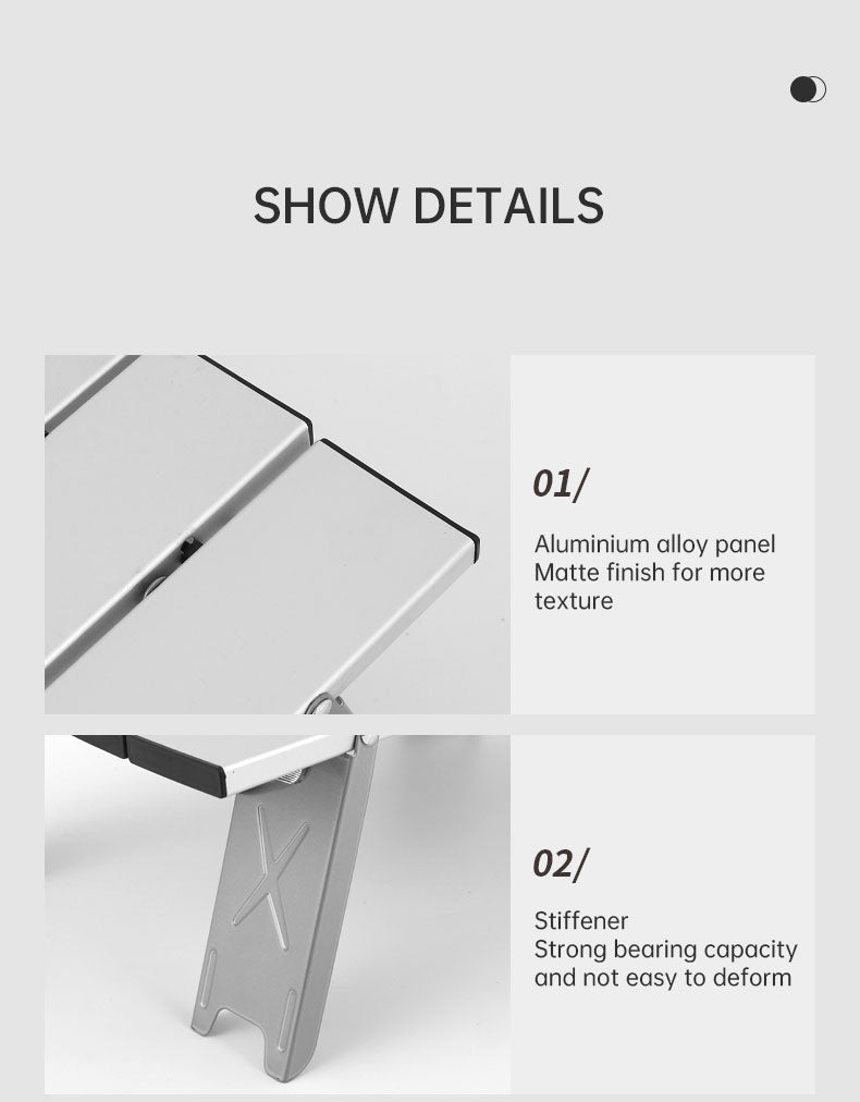 Mesa de picnic plegable, ligera, portátil y ultraligera, de aluminio, para acampar y hacer senderismo al aire libre.