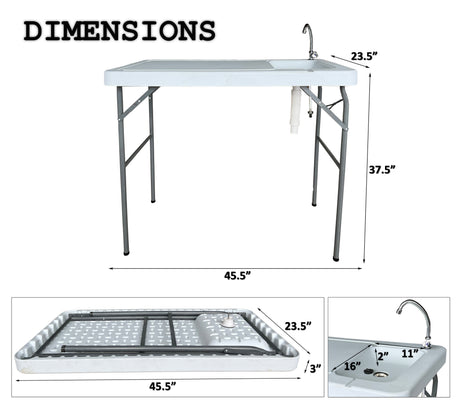 Outdoor Fish and Game Cutting Cleaning Table w/Sink and Faucet - V.I.P Digital Presence