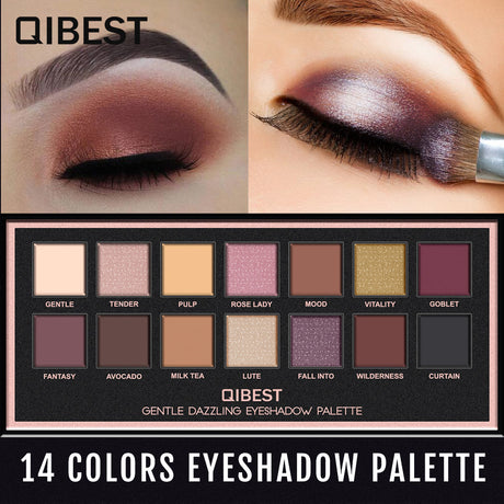 QIBEST 14 Color Eyeshadow Palette Pearlescent Matte Eyeshadow Low-Key Luxury Velvet Glossy Eyeshadow - V.I.P Digital Presence