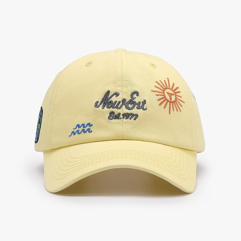 Gorra de béisbol con visera curva para exteriores, versátil, sencilla, con bordado de letras, con borde cruzado y protector solar, color negro para mujer