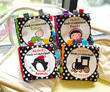 Libro de tela LakaRose Baby con etiqueta en blanco y negro, libros de educación temprana para recién nacidos y bebés, libros de tela tranquilos 