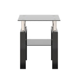 1-Piece Modern Tempered Glass Tea Table Coffee Table End Table, Square Table for Living Room, Black - V.I.P Digital Presence