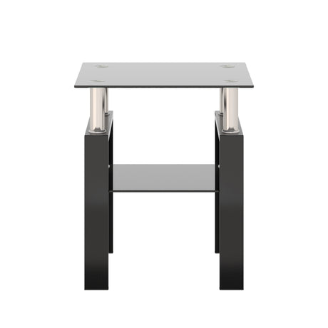 1-Piece Modern Tempered Glass Tea Table Coffee Table End Table, Square Table for Living Room, Black - V.I.P Digital Presence