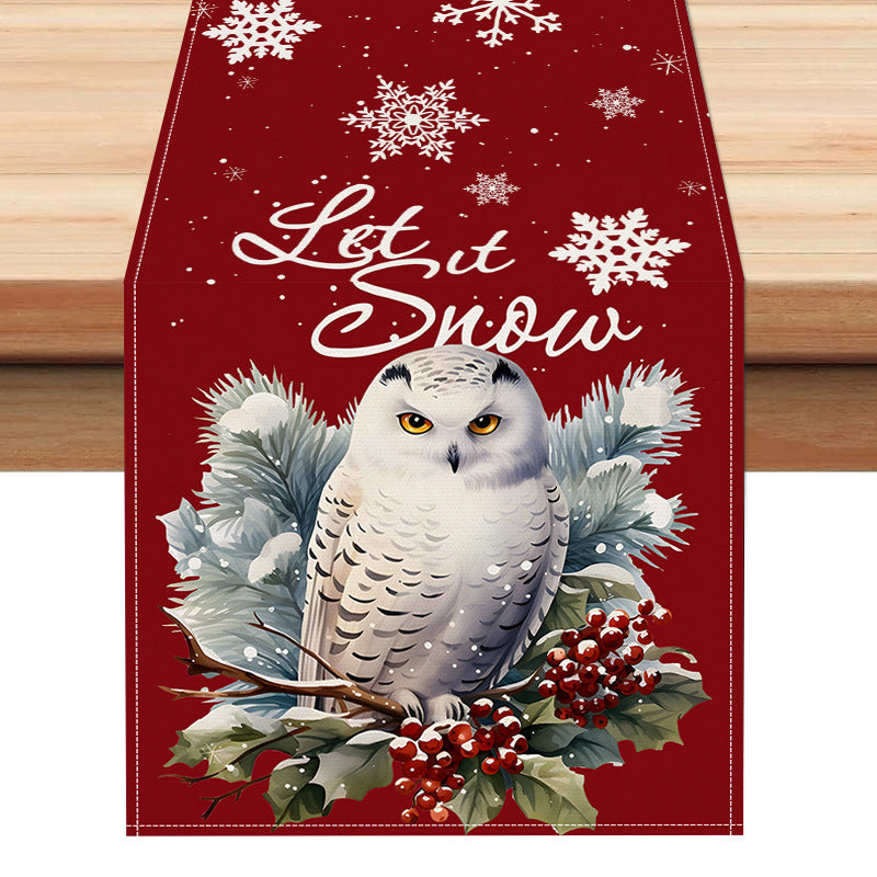 Owl Linen Table Flag Christmas Day Table Decoration Tablecloth Kitchen Restaurant Tablecloth Tea Table Cloth - V.I.P Digital Presence