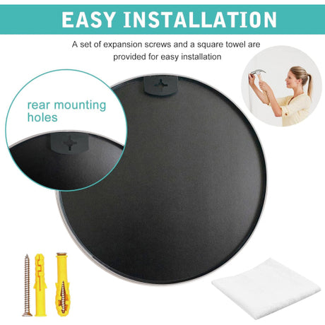 Black 24 Inch Metal Round Bathroom Mirror - V.I.P Digital Presence