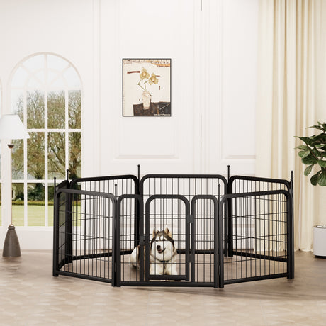 8-panel dog fence, 24 inch small dog pet fence, portable indoor pet game fence. Black, 22.2 inches wide x 23.6 inches high. - V.I.P Digital Presence