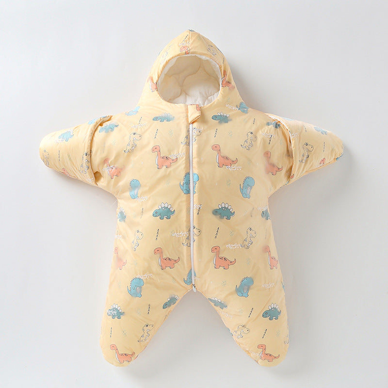 Saco de dormir para bebé, diseño de estrella de mar y cordero, con algodón grueso y cálido, acolchado antipatadas.