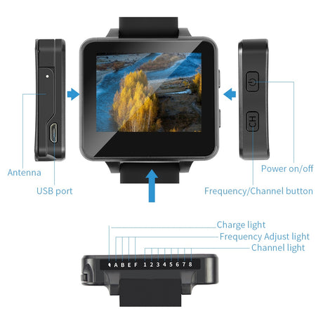 BOSCAM BOS200RC Upgrade 200RC FPV Watch 5.8GHz 40CH HD 960*240 2 TFT Monitor Wireless Receiver for DIY RC Camera Quadcopter - V.I.P Digital Presence