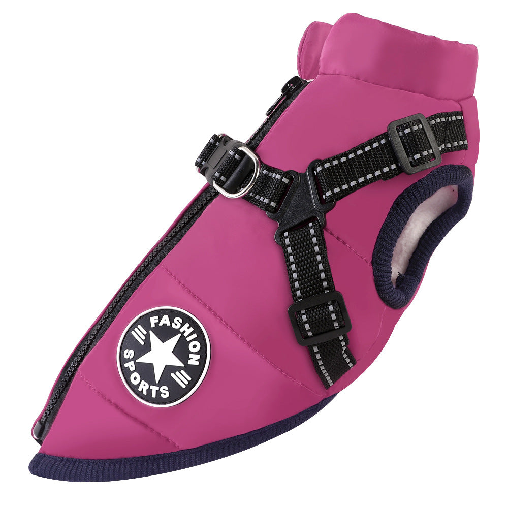 Pet clothing waterproof and warm dog cotton coat winter skiing suit chest and back integrated cotton vest - V.I.P Digital Presence