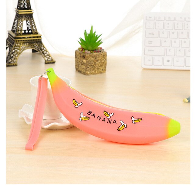 Simple Banana Green Onion Student Pencil Bag Super Cute Silicone Large Capacity Female Pencil Case Purse - V.I.P Digital Presence