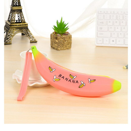 Simple Banana Green Onion Student Pencil Bag Super Cute Silicone Large Capacity Female Pencil Case Purse - V.I.P Digital Presence