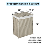 Laundry Hamper With Lid PE Rattan Powder Coating Frame Clothes Hampers with 02 Removable Bags, 100L, Grey Color - V.I.P Digital Presence