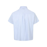 Vertical striped button decoration short sleeved shirt for men - V.I.P Digital Presence