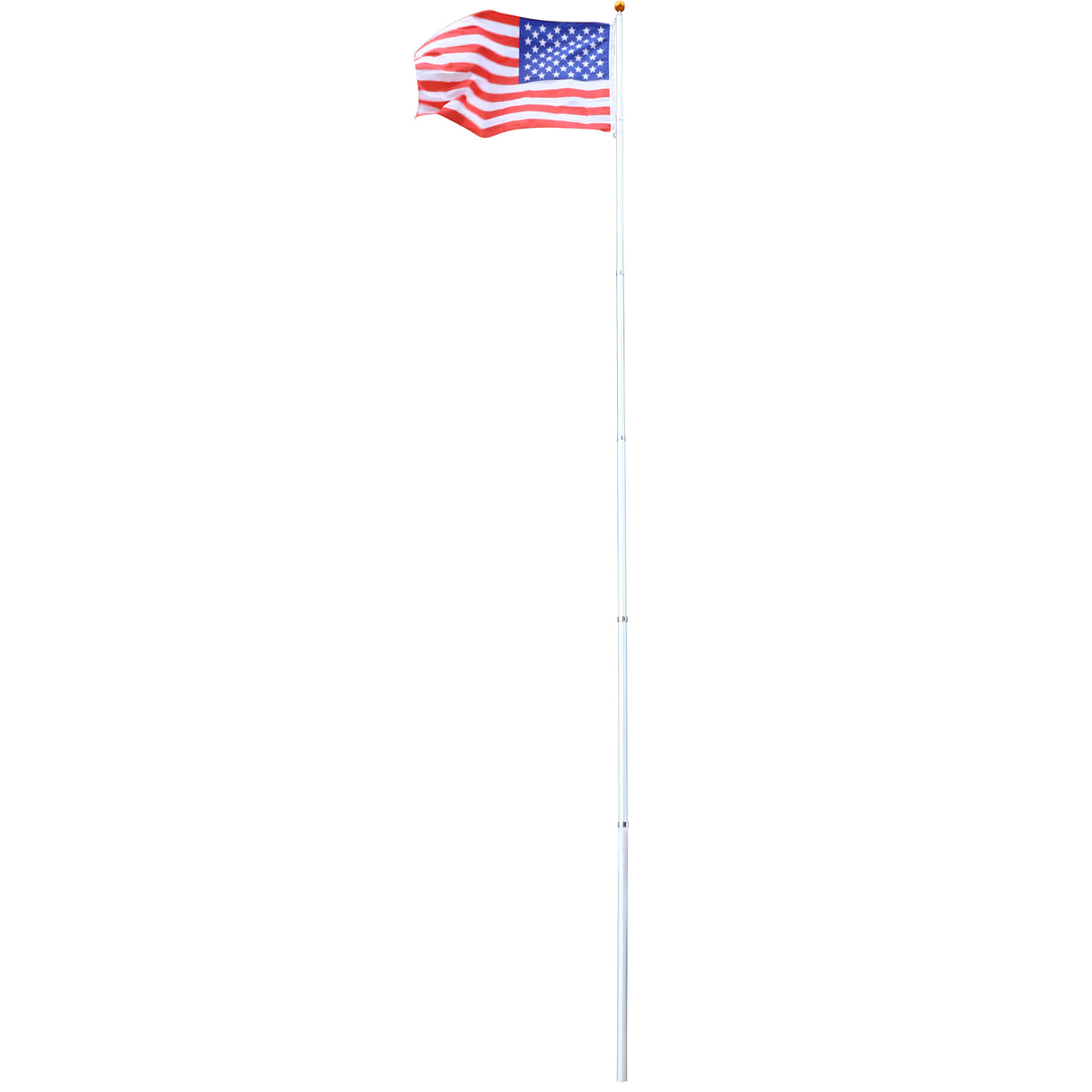 25FT segmented flagpole kit, ultra thick heavy-duty aluminum flagpole with top ball outdoor embedded flagpole - V.I.P Digital Presence