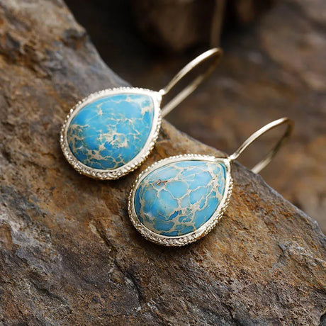 Copper Natural Stone Teardrop Shape Earrings - V.I.P Digital Presence
